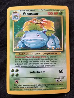 1999 VENUSAUR Holo Rare Pokemon Card TCG Base Set 15/102 WOTC Holographic! - Image 4