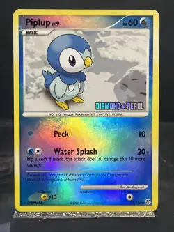 Pokemon TCG Piplup 93/130 Diamond & Pearl Stamped Card Reverse Holo LP - Image 1