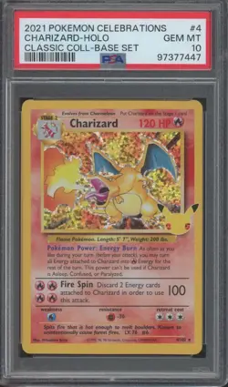 2002 Pokemon TCG Celebration Classic Collection 4 Charizard Holo Gem Mint PSA 10 - Image 1