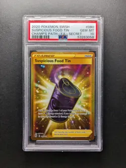 PSA 10 - 2020 Pokemon SUSPICIOUS FOOD TIN - Full Art- 080/073 - Champion's Path - Image 1