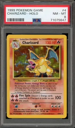 Pokemon Charizard Base Set Unlimited Holo Rare #4 PSA 8 - Image 1