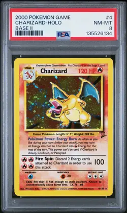 2000 POKEMON BASE SET 2 #4 CHARIZARD-HOLO PSA 8 - Image 1