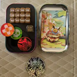 Pokemon TCG Jolteon Mini Tin gift set Storage & insert, Dice, Coins, markers - Image 2