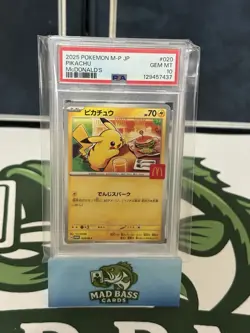 2025 Pokemon M-P JP Pikachu McDonald’s Promo PSA 10 Gem Mint Japanese #020 - Image 1