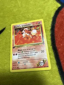 Pokemon 1st Edition Gym Heroes Blaine’s Growlithe 62/132 NM/M - Image 1