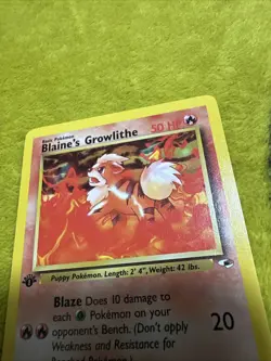 Pokemon 1st Edition Gym Heroes Blaine’s Growlithe 62/132 NM/M - Image 2