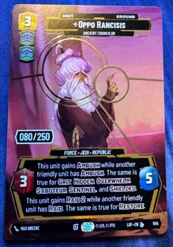 Star Wars Unlimited Legends Force 80/250 Serialized Oppo Rancisis Prestige Card - Image 1