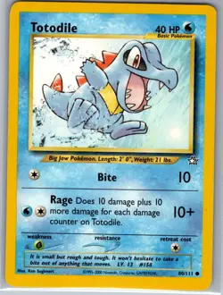 Totodile 80/111 Non Holo Neo Genesis - Pokemon Card - NM - Image 1