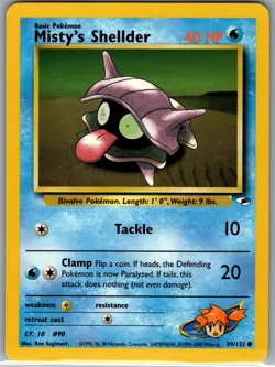 Misty's Shellder 89/132 Non Holo Gym Heroes - Pokemon Card - NM - Image 1