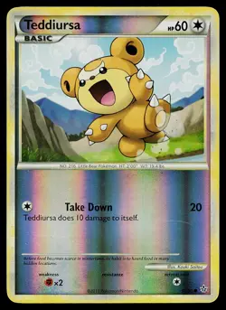 Pokemon Card - Teddiursa Unleashed 65/95 Common Reverse Holo - Image 1