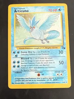 Pokemon Articuno 2/62 WotC Fossil Holo Rare HP - Image 1