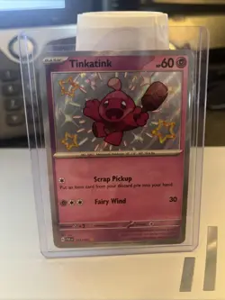 Pokemon TCG Tinkatink 165/091 Baby Shiny Holo Rare Paldean Fates - Image 1