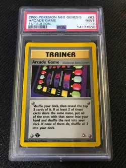 PSA 9 MINT Arcade Game 83 Neo Genesis 1st Edition Pokemon Card - Image 1