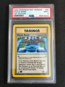 PSA 9 MINT Focus Band 86 Neo Genesis 1st Edition Pokemon Card - Image 1