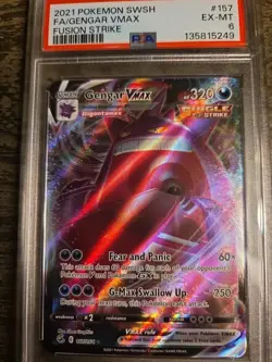 GENGAR VMAX #157 FUSION STRIKE 2021 POKEMON SWSH PSA EX-MT 6 - Image 1