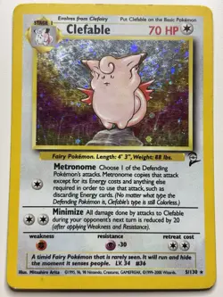 Pokemon Clefable SWIRL 5/130 Base Set 2 Unlimited Holo WOTC 2000 MP - Image 1