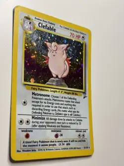 Pokemon Clefable SWIRL 5/130 Base Set 2 Unlimited Holo WOTC 2000 MP - Image 2
