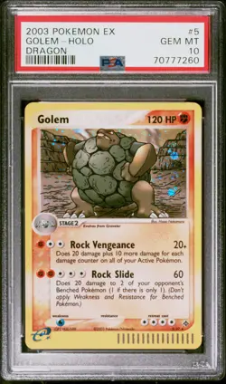 2003 POKEMON EX DRAGON #5 GOLEM-HOLO PSA 10 - Image 1