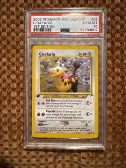 Pokemon 2002 Girafarig Neo Destiny 1st Edition #66 PSA 10 GEM MINT - Image 1