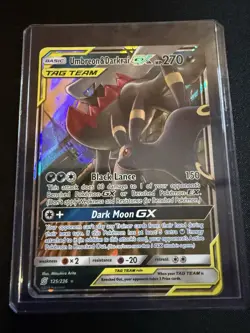 Pokemon TCG Umbreon & Darkrai Tag Team GX Holo Ultra Card 125/236 - Image 1