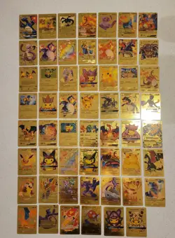 Lot of 55 Gold Foil Pokemon Card Fan Art Cards (All Cards Pictured) NM - Image 1
