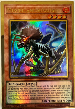 Miscellaneousaurus - MAGO-EN015 - 1st Edition - GOLD RARE YuGiOh TCG Card - Image 1