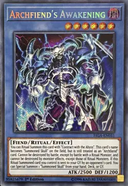 Archfiend’s Awakening FIGA-EN031 1st Edition Secret Rare YuGiOh TCG Card - Image 1