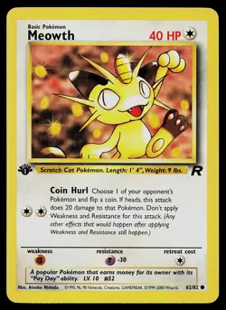Pokemon Card - Meowth 1st Edition Team Rocket 62/82 - Image 1