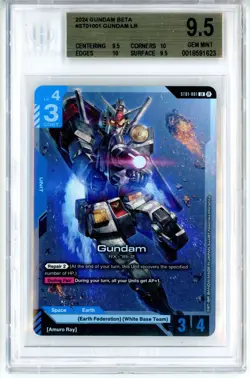 BGS GEM MINT 9.5 Gundam Card Game Gundam RX-78-2 ST01-001 LR Gundam Beta 2024 - Image 1
