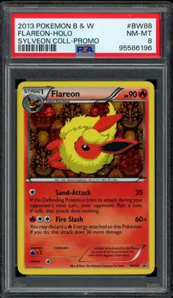 Pokemon PSA 8 Flareon BW88 Black & White Sylveon Collection Promo Card Near Mint - Image 1