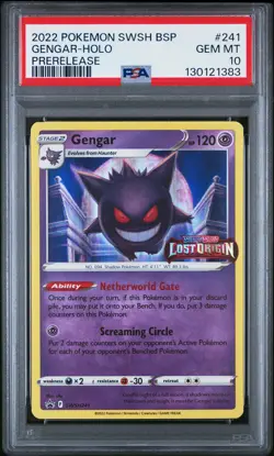2022 POKEMON SWSH BLACK STAR PROMO PRERELEASE #241 GENGAR-HOLO PSA 10 - Image 1