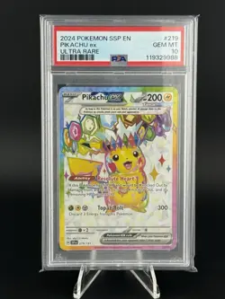 Pokemon Pikachu TCG Surging Sparks EX #219/191 PSA 10 - Image 1