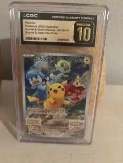 Pokemon Pikachu Scarlet/Violet Preorder Japanese Promo 001/SV-P CGC 10 Pristine - Image 1
