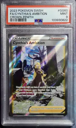 2023 POKEMON SWORD & SHIELD CROWN ZENITH #GG60 FULL ART/CYNTHIA'S AMBITION PSA 9 - Image 1