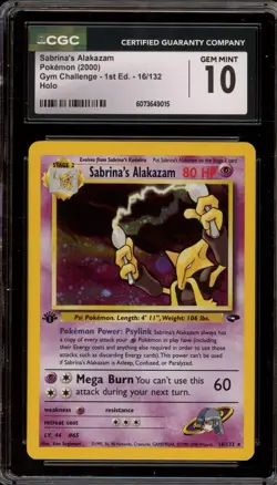 Pokemon Sabrina's Alakazam Gym Challenge 1st Ed Holo Rare #16 CGC 10 Gem Mint - Image 1