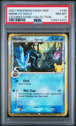POKEMON 2021 SWSH BLACK STAR PROMO MIMIKYU-HOLO CELEBRATIONS COLLECTIONS PSA 8 - Image 1
