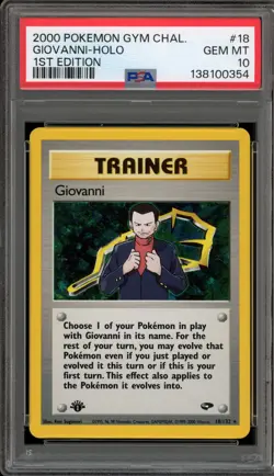 Pokemon Giovanni Gym Challenge 1st Edition Holo Rare #18 PSA 10 Gem Mint - Image 1