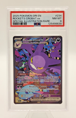 2025 POKEMON DRI EN-DESTINED RIVALS #234 TEAM ROCKET'S CROBAT EX PSA 8 - Image 1