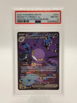 2025 POKEMON DRI EN-DESTINED RIVALS #234 TEAM ROCKET'S CROBAT EX PSA 8 - Image 3