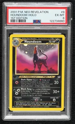 Houndoom Holo 1st Ed. Pokemon Neo Revelation PSA 6 2001 - Image 1