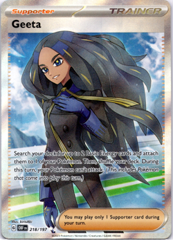 Pokemon TCG Geeta 218/197 Obsidian Flames Full Art Holo Rare Near Mint - Image 1