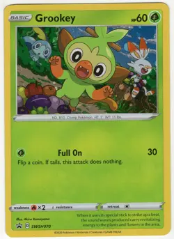 GROOKEY HOLO PROMO SWSH070 BLACK STAR SWORD & SHIELD POKEMON CARD - Image 1