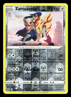 Zamazenta 140/192 Rebel Clash NM Reverse Holo Pokemon Card TCG - Image 1
