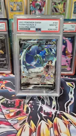 Rayquaza V Evolving Skies Full Alt Art 194 PSA 10 Gem Mint Pokemon Cards Cracked - Image 1