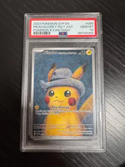 Pokemon Pikachu with Grey Felt Hat Van Gogh 085 Promo PSA 10 Graded GEM MINT - Image 1
