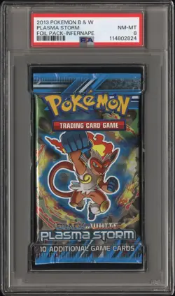 2013 POKEMON INT'L B&W PLASMA STORM FOIL PACK INFERNAPE FOIL PACK PSA 8 - Image 1