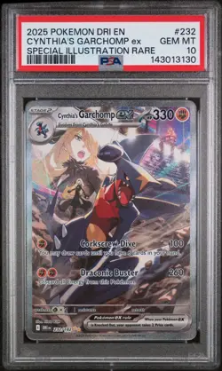 2025 Pokemon Destined Rivals Cynthia's Garchomp EX SIR #232 PSA 10 GEM MINT - Image 1