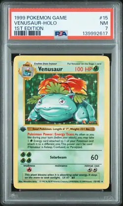 1999 POKEMON BASE SET 1ST EDITION #15 VENUSAUR-HOLO PSA 7 - Image 1