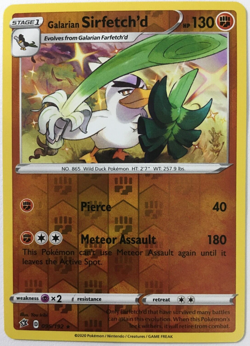 POKEMON GALARIAN SIRFETCH'D 095/192 REBEL CLASH RARE REVERSE HOLO NEAR MINT - Image 1