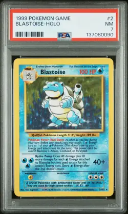 1999 POKEMON GAME #2 BLASTOISE-HOLO PSA 7 - Image 1